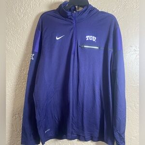 TCU Horned Frogs Pullover Mens XL Purple NCAA Football Nike Dri Fit Quarter Zip